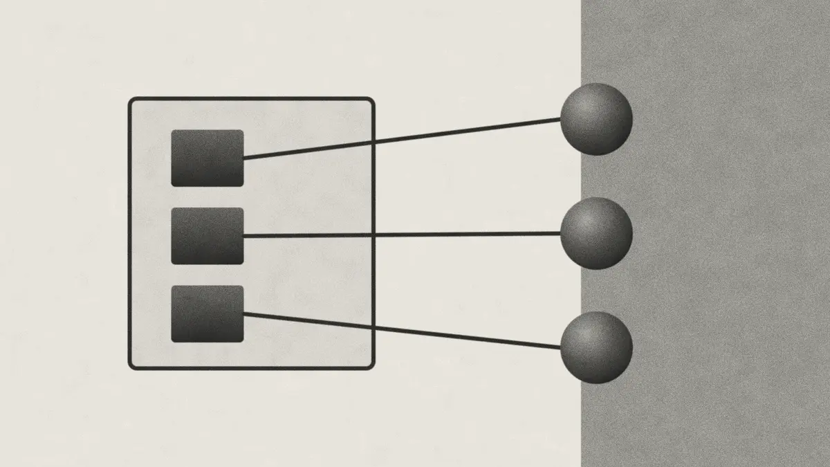 Diagram of an MCP host running three clients, each connected to a separate MCP server over stdio or HTTP