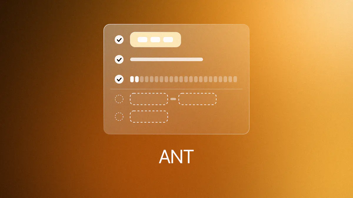 A glass prospectus page with a lit ticker chip, a listing bar and 22 bank pills checked, then dashed blank slots for the price range and shares, titled ANT