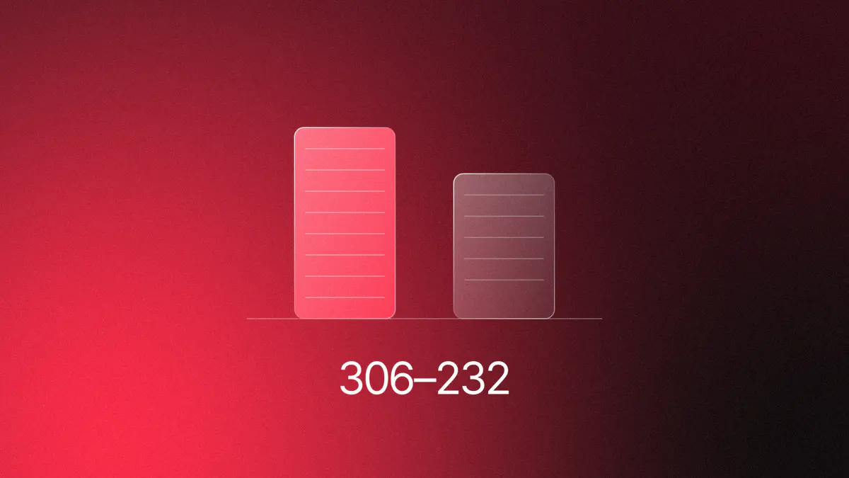 Two bars on red at the true ratio of the certified 2020 electoral vote, 306 (lit) and 232, titled 306–232